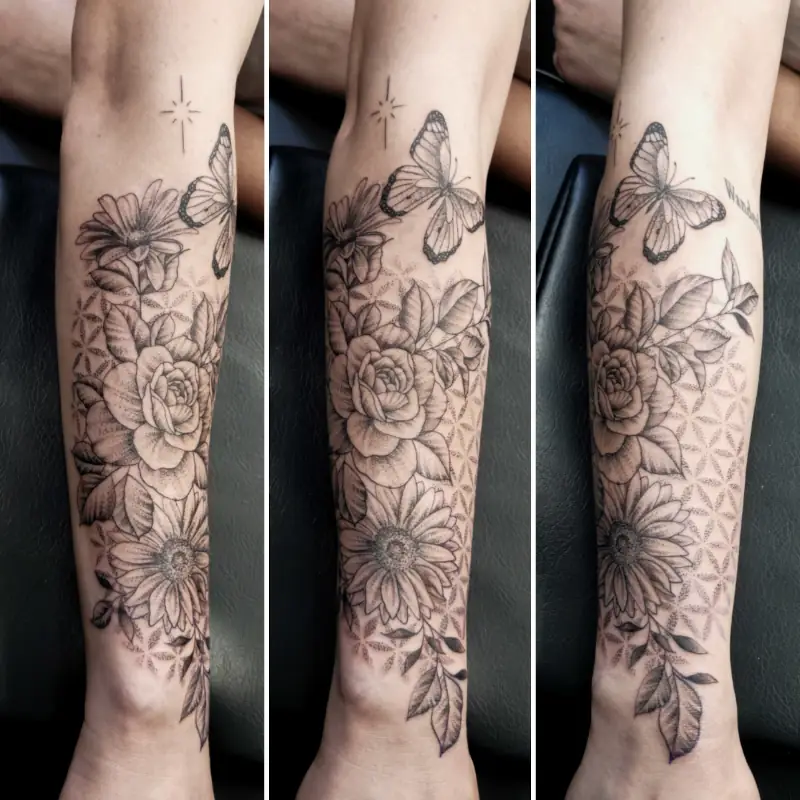 Tatouage floral sur l avant bras