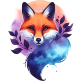 Logo du shop tattoo brume d'encre avec un renard en aquarelle